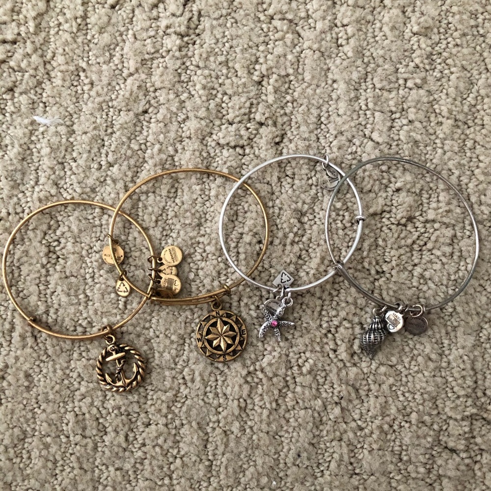 Silver and gold Alex and Ani beach bracelet set